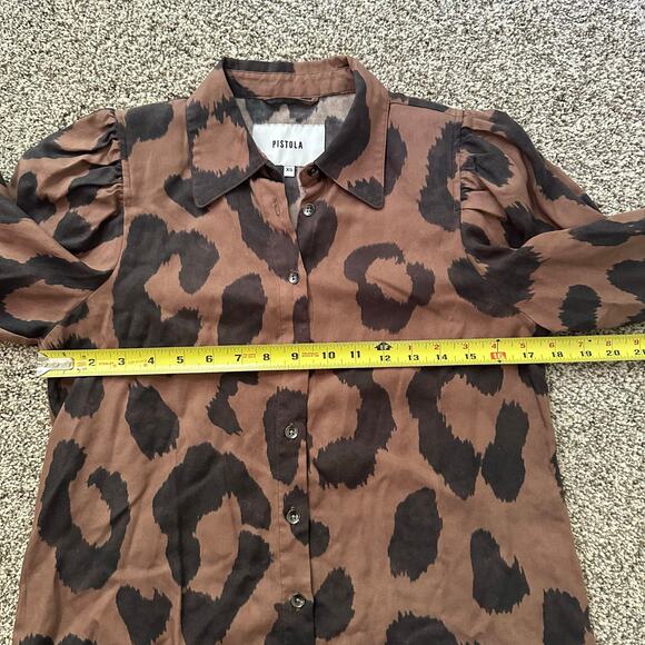Pistola brown & black animal print button down top size XS - Picture 11 of 14